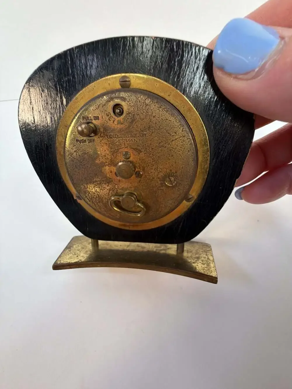 Vintage Mid-Century Modern Elgin Wooden Desk Alarm Clock, Made in Germany